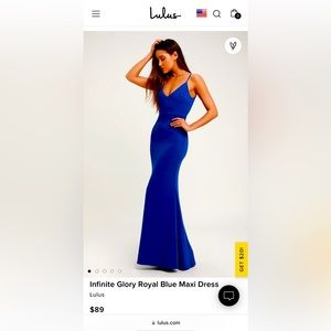 Lulu’s Infinite Glory Royal Blue Maxi Dress Small